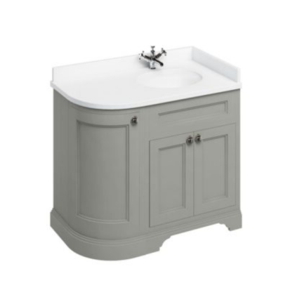 Freestanding 980 Dark Olive Curved Corner Unit & Vanity Bowl