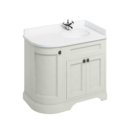 Freestanding 980 Sand Curved Corner Unit & Vanity Bowl
