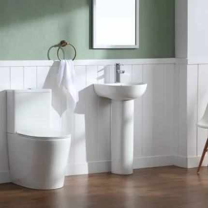 Alternative view of Manhattan Fully Enclosed Close Coupled Pan Includes Seat & Cover