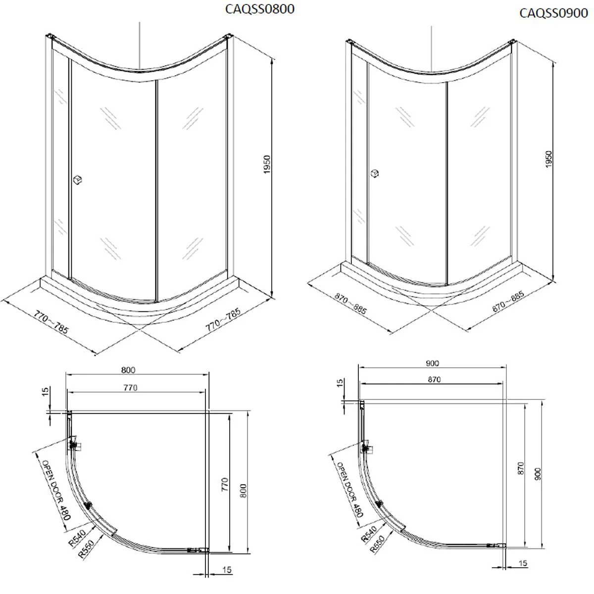 Crosswater Clear 6 Quadrant Shower Door - Brushed Brass - Image 3