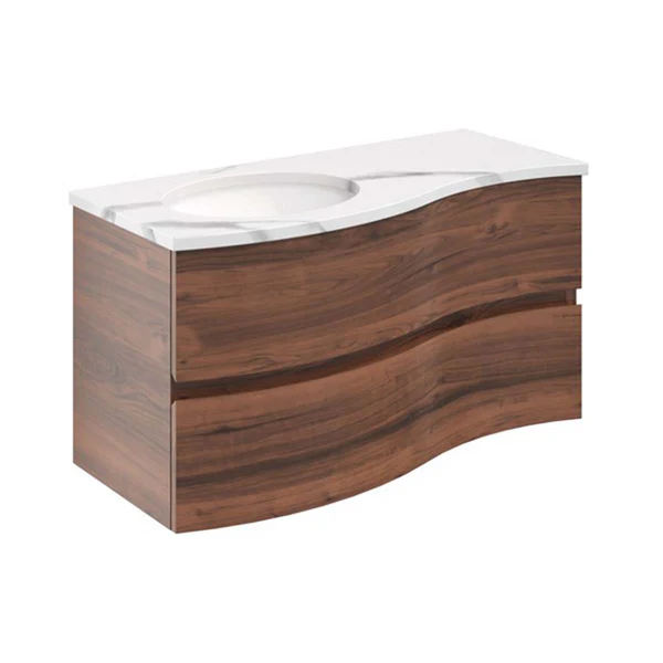 Svelte Double Drawer Wall Hung Vanity Unit With Calcutta Marble Effect Basin - Image 13