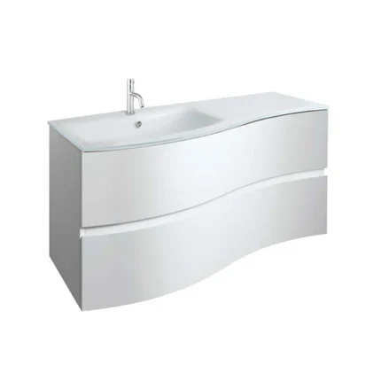 Svelte 1000 Double Drawer Wall Hung Vanity Unit With Ice White Glass Basin