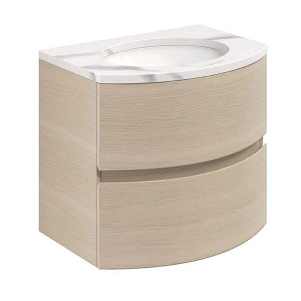 Svelte Double Drawer Wall Hung Vanity Unit With Calcutta Marble Effect Basin - Image 2