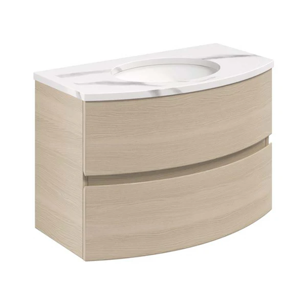 Svelte Double Drawer Wall Hung Vanity Unit With Calcutta Marble Effect Basin - Image 8