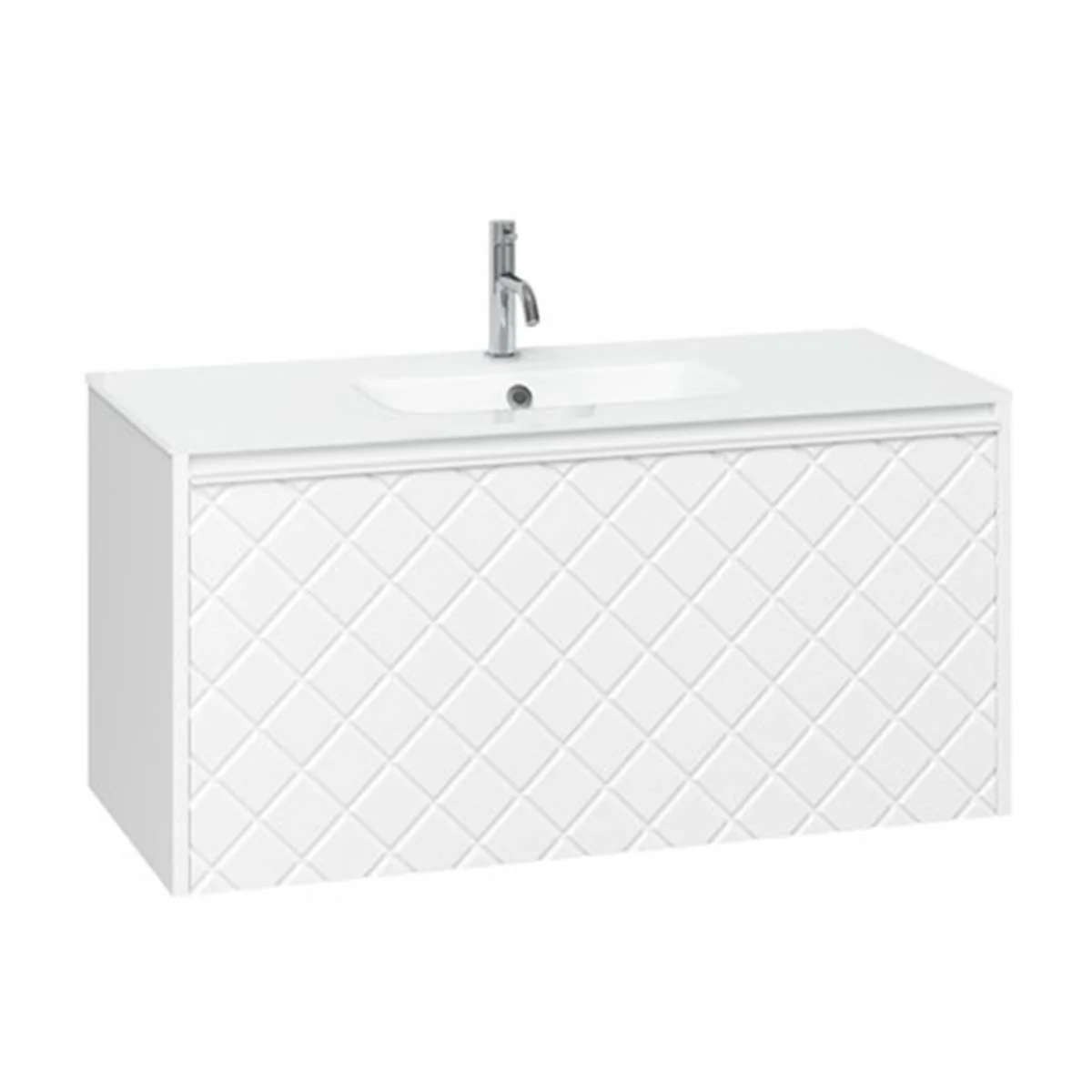 Crosswater Vergo 1-Drawer Wall Hung Vanity Unit With Ice White Glass Basin - Image 12