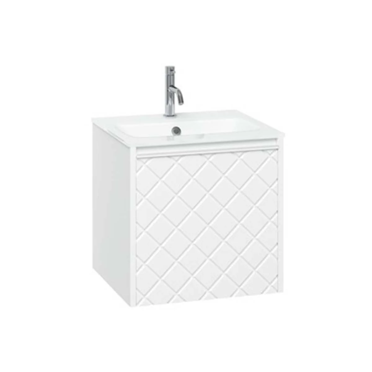 Crosswater Vergo 1-Drawer Wall Hung Vanity Unit With Ice White Glass Basin - Image 3