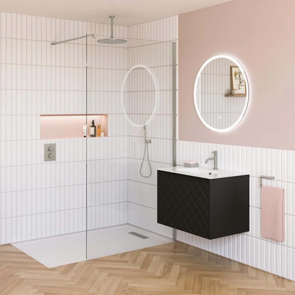 Crosswater Vergo 1-Drawer Wall Hung Vanity Unit With Ice White Glass Basin - Image 6