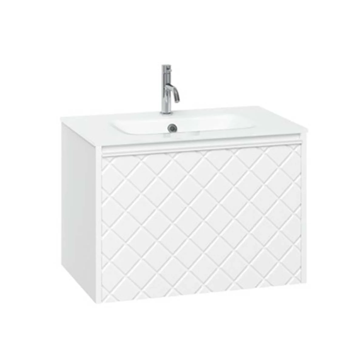 Crosswater Vergo 1-Drawer Wall Hung Vanity Unit With Ice White Glass Basin - Image 8