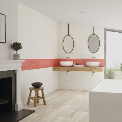 JOB LOT - 13 BOXES Rennes White 150x25 Wood Effect Floor Tile (€10 per m2)