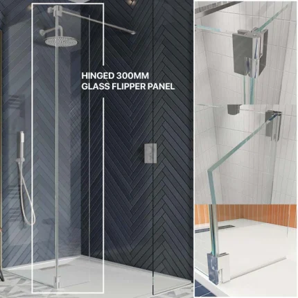 Brushed Steel Flipper Panel For Wetroom Screen