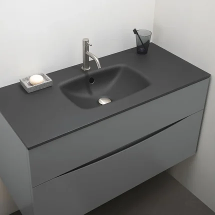 Alternative view of Crosswater Glide II Double Drawer Wall Hung Vanity Unit With Midnight Black Glass Basin