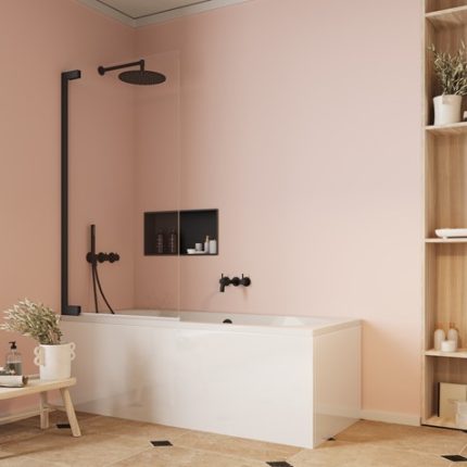 Alternative view of Crosswater Asura Hinged Bath Screen with Inline Panel 900x1500mm