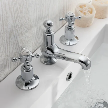Alternative view of Crosswater Belgravia Crosshead 3 Tap Hole Basin Mixer Set With Pop Up Waste