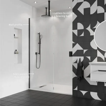Crosswater GALLERY 10 Wetroom Shower Screen - Matt Black