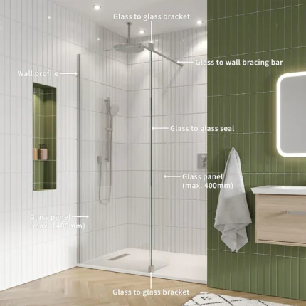 Alternative view of Crosswater GALLERY 10 Wetroom Shower Screen - Brushed Stainless Steel