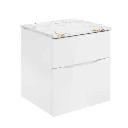 Alternative view of Glide II 2-Drawer Wall Hung Vanity Unit With Gold Vein Estatuario Worktop