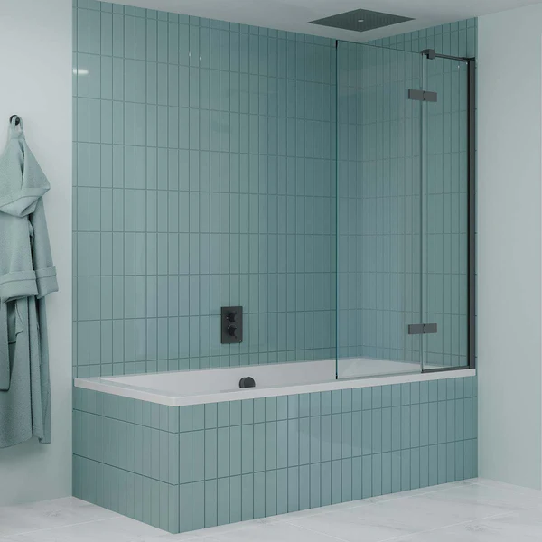 Crosswater OPTIX 10 Hinged Bath Screen with Inline Panel 900x1500mm - Image 3