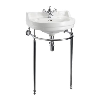 Burlington Edwardian 560mm White Round Basin With Washstand
