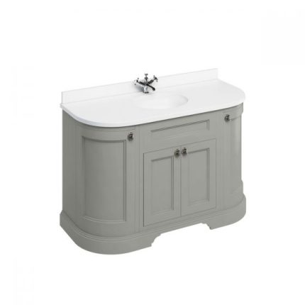 Burlington Freestanding 1340 Dark Olive Curved Vanity Unit with Doors