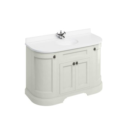 Freestanding 1340 Matt White Curved Vanity Unit with Doors