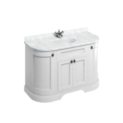 Alternative view of Freestanding 1340 Matt White Curved Vanity Unit with Doors