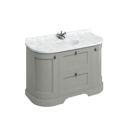 Alternative view of Burlington Freestanding 1340 Dark Olive Curved Vanity Unit with Doors & Drawers