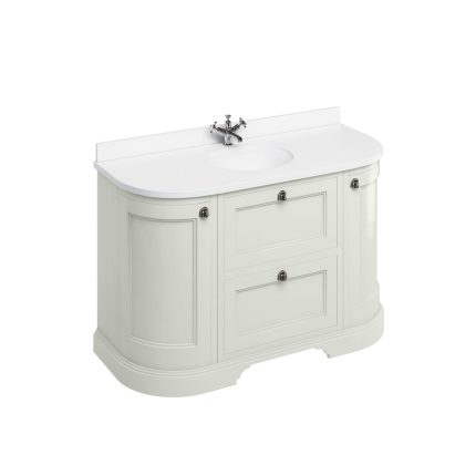 Freestanding 1340 Matt White Curved Vanity Unit with Doors & Drawers