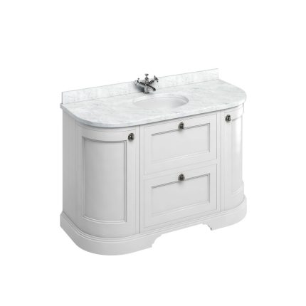 Alternative view of Freestanding 1340 Matt White Curved Vanity Unit with Doors & Drawers