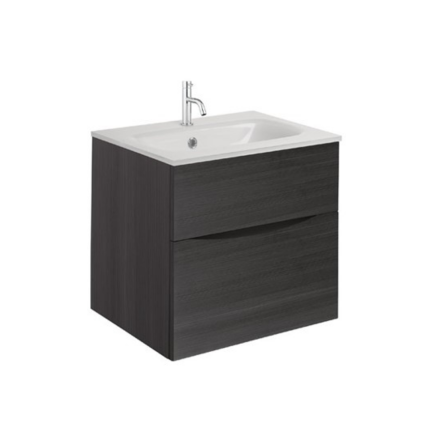 Crosswater Glide II 2-Drawer Wall Hung Vanity Unit With Ice White Glass Basin
