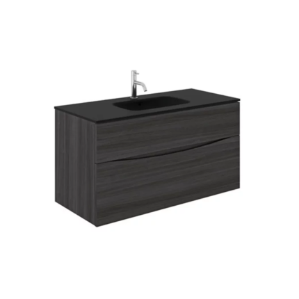Crosswater Glide II Double Drawer Wall Hung Vanity Unit With Midnight Black Glass Basin