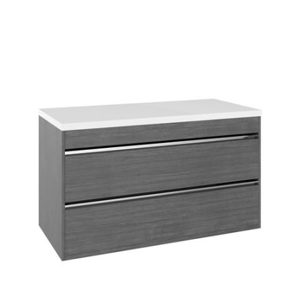 Kai 1000 Double Drawer Wall Hung Unit & White Gloss Worktop