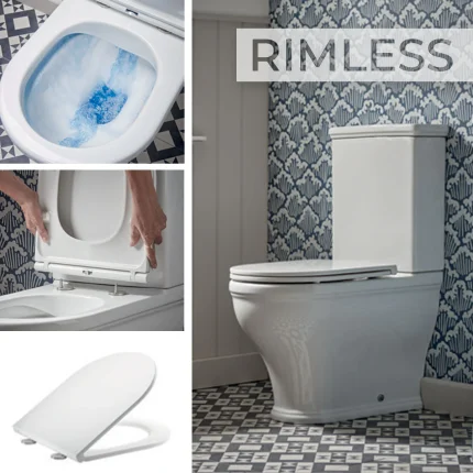 Alternative view of Lansdown Rimless Short Projection Close Coupled Toilet With Soft Close Seat