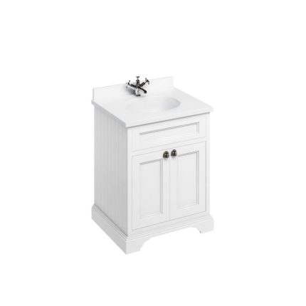 Alternative view of Freestanding 650 Matt White Vanity Unit with Doors