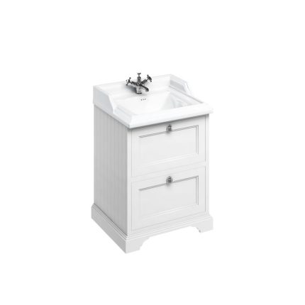 Freestanding 650 Matt White Vanity Unit with Drawers