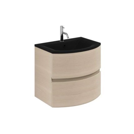 Svelte 2-Drawer Wall Hung Vanity Unit With Midnight Black Glass Basin