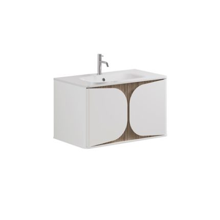 Alternative view of Tambour One Drawer Wall Hung Vanity with 1TH Basin