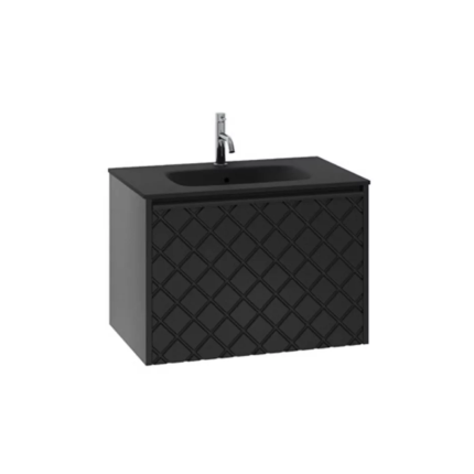 Crosswater Vergo 1-Drawer Wall Hung Vanity Unit With Midnight Black Glass Basin