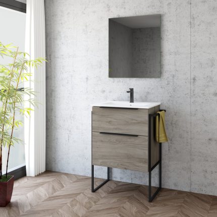 Alternative view of Galsaki 600 Wall Unit, Basin​ & Black Leg Pack