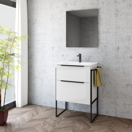 Alternative view of Galsaki 600 Wall Unit, Basin​ & Black Leg Pack