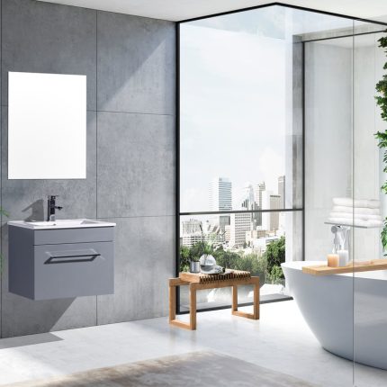 Alternative view of Siren 500 Pebble Grey Wall Unit & Basin​