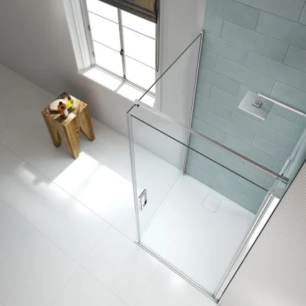 Alternative view of Merlyn 8 Series Frameless Pivot Shower Door With Side Panel