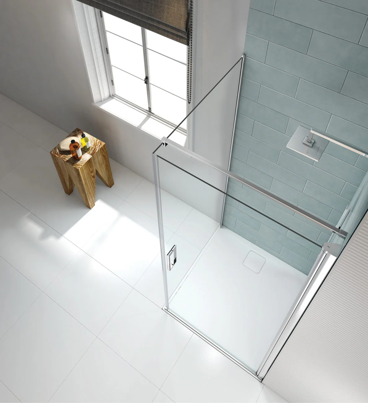 Merlyn 8 Series Frameless Pivot Shower Door With Side Panel - Image 2