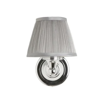 Alternative view of Burlington Bathroom Round Wall Light with Chrome Base & Silver Chiffon Shade