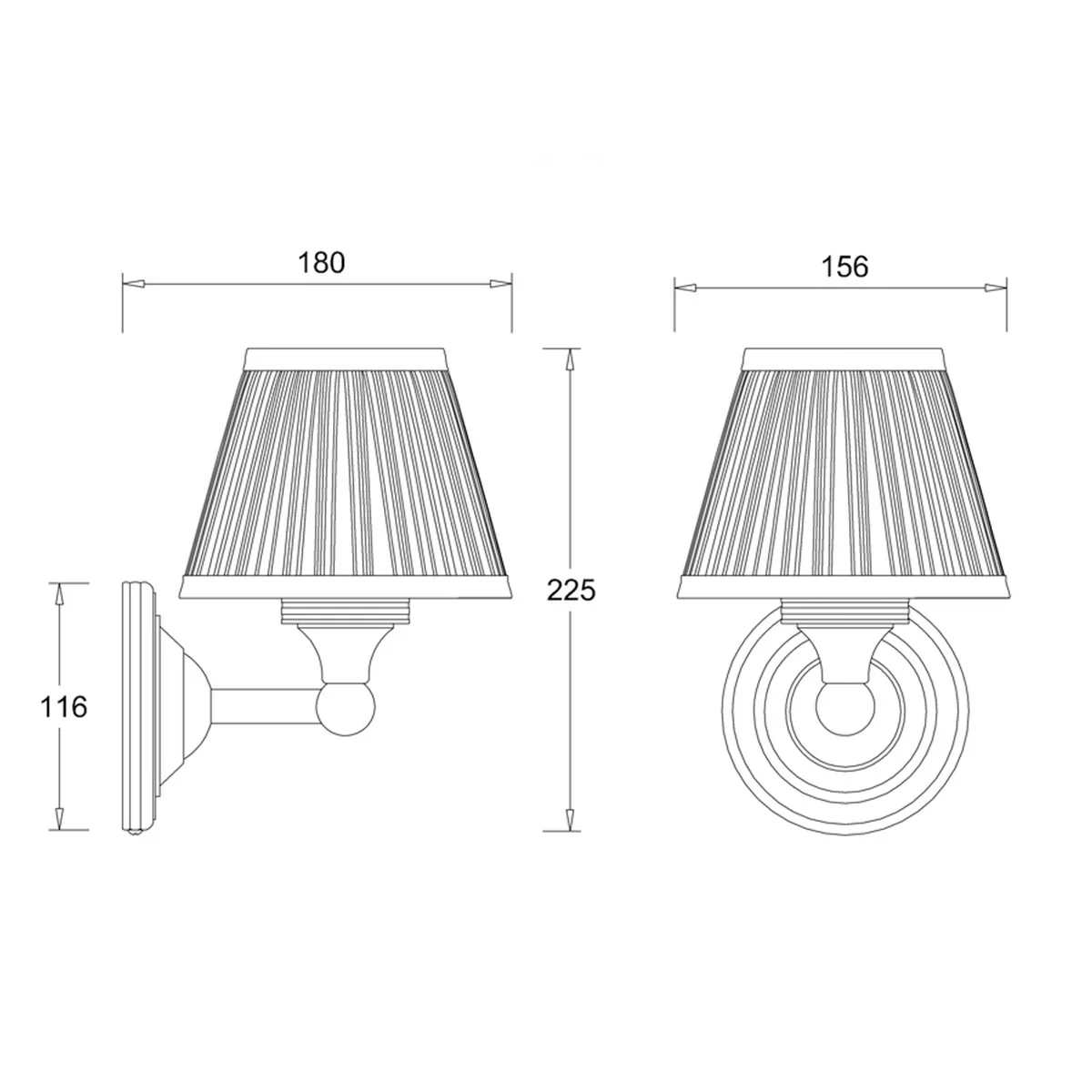 Burlington Bathroom Round Wall Light with Chrome Base & Silver Chiffon Shade - Image 3
