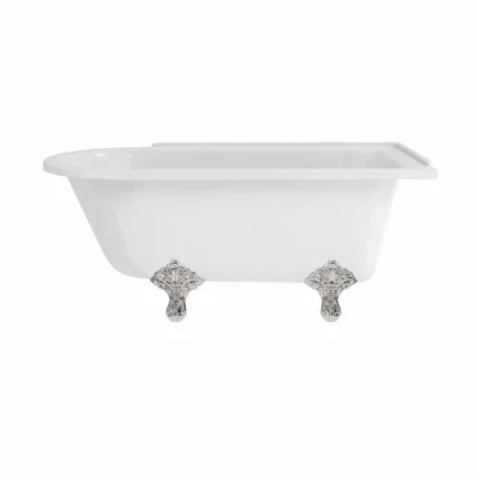 Burlington Hampton 1500 Right Hand Back to Wall Showering Bath with Traditional Nickel Feet