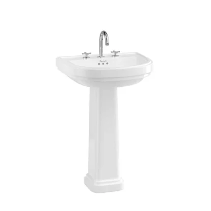 Burlington Riviera D Shape White Basin With Standard Pedestal