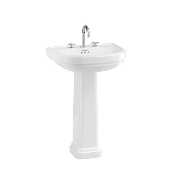 Burlington Riviera D Shape White Basin With Standard Pedestal