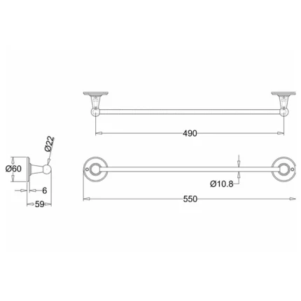 Alternative view of Burlington Single Towel Rail