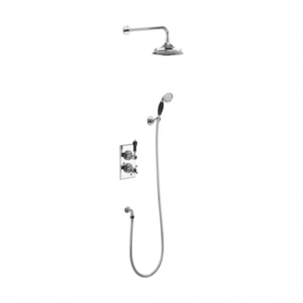 Burlington Trent Thermostatic Dual Outlet Shower Valve with Shower Handset and Overhead - Chrome