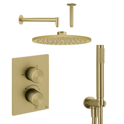 Alternative view of Crosswater 3ONE6 Dual Outlet Thermostatic Shower Valve With Pencil Handset and Fixed Overhead